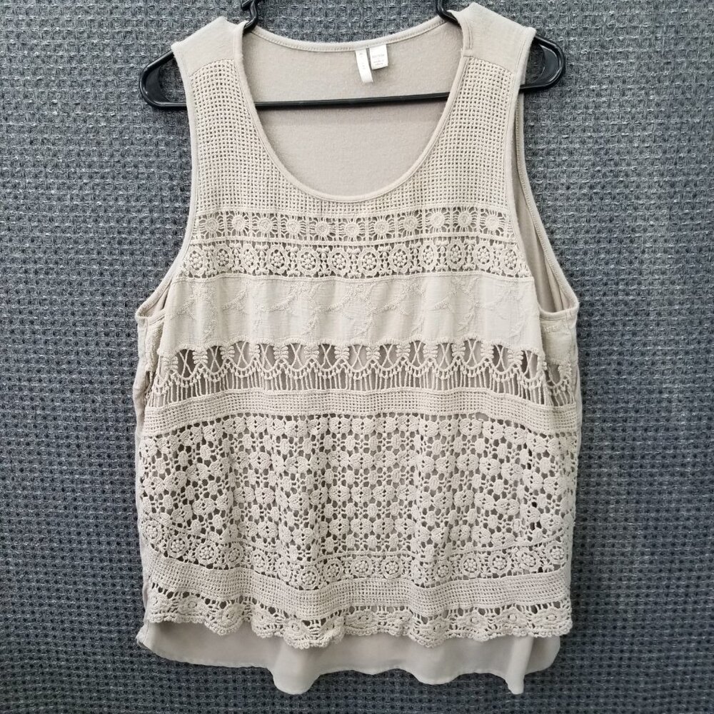 EST. 1946 Tan Tank Top Crochet Lined Women's 18/20W
